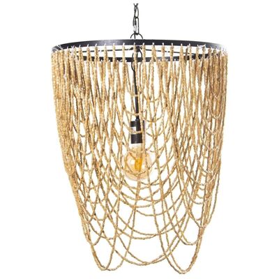 METAL CEILING LAMP WITH WOODEN BEADS, 1XE27, MAX.60W °47X64/163CM LL61302