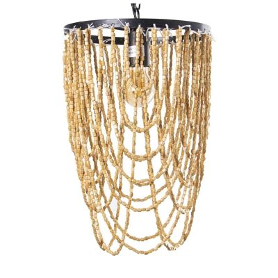 METAL CEILING LAMP WITH WOODEN BEADS, 1XE27, MAX.60W °27X40/144CM LL61303