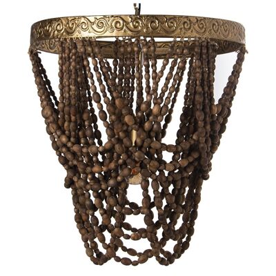 METAL CEILING LAMP WITH WOODEN BEADS, 1XE27, MAX.60W °60X74/179CM LL61305