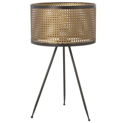 GOLDENE METALL-TISCHLAMPE, IMITIERTES WICKER, 1XE27, MAX.60°35X60CM, BILDSCHIRM:°35X20CM LL61318