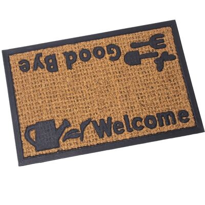 COCONUT FIBER AND RUBBER DOORMAT 40X60CM -WELCOME-GOOD BYE- 40X60X1CM LL63289