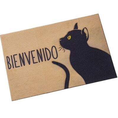 POLYESTER DOORMAT WITH PVC BACK -WELCOME- BLACK CAT 40X60X1CM LL63321