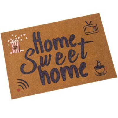 POLYESTER-FUSSMATTE MIT PVC-RÜCKSEITE -HOME SWEET HOME- 40X60X1CM LL63323