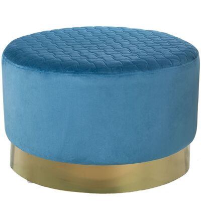 PUF TERCIOPELO AZUL C/BANDA ACERO DORADO 8CM °55X35CM, POLI╔STER/DM+PINO LL64070