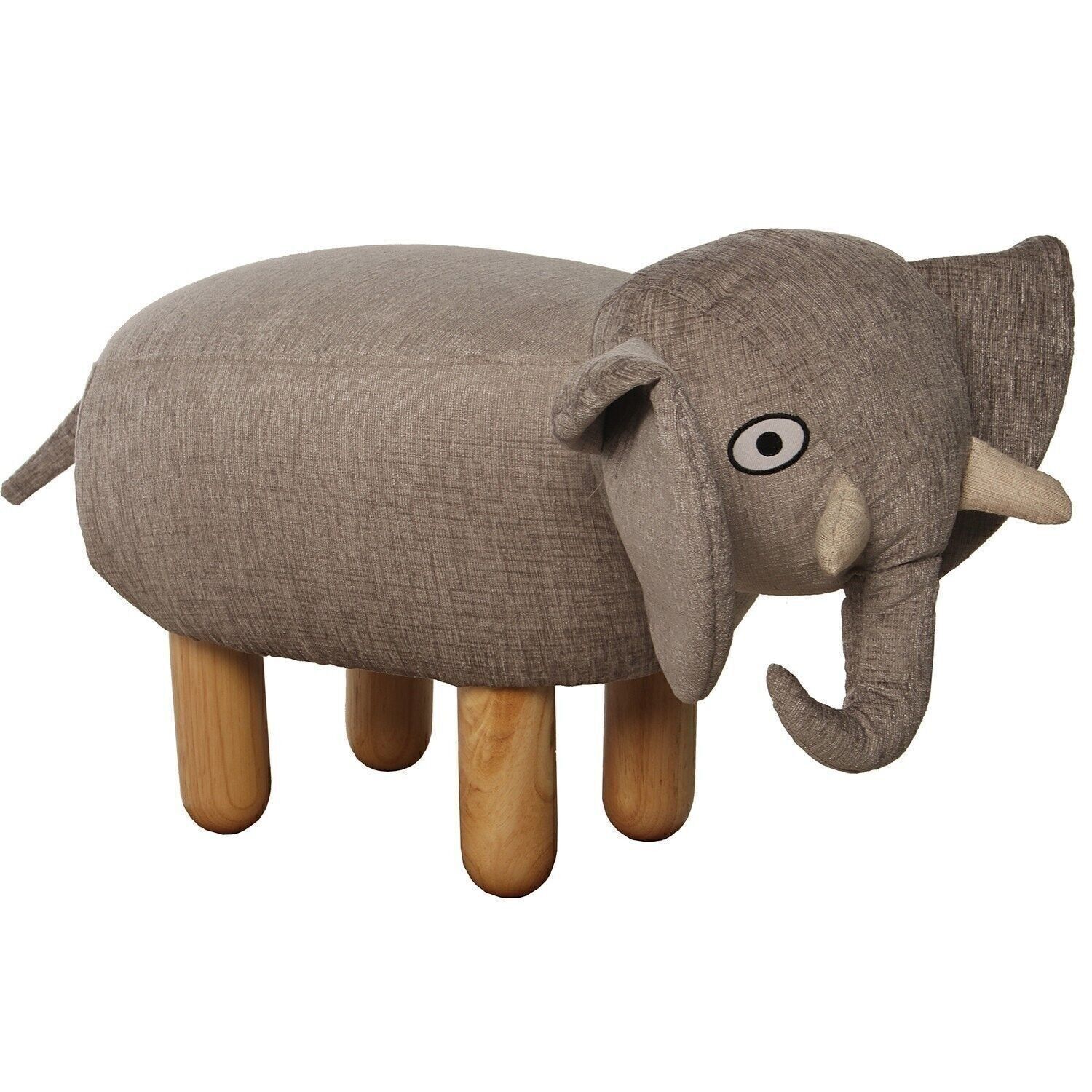 PUF INFANTIL ELEFANTE C/PATASMADERA PINO/POLIÉSTER _50X29X32CM, MONTAJE PATAS LL65944