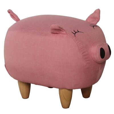 POUF COCHON ENFANT AVEC PIEDS EN BOIS DE PIN/POLYESTER _41X29X29CM, ASSEMBLAGE DE PIEDS LL65945