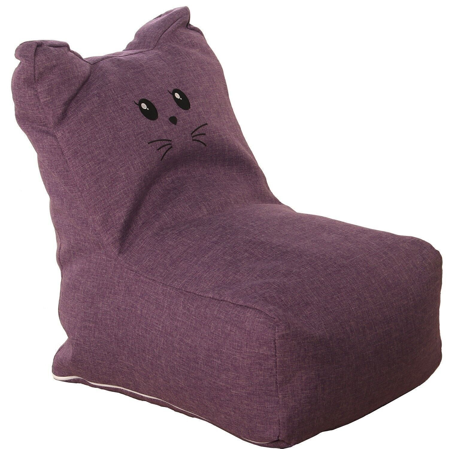 PUF BLANDO GATO VIOLETA POLIÉSTER _43X50X52CM LL65948