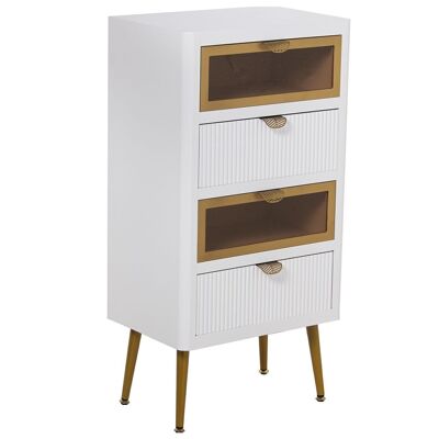 WOODEN SIFONIER WITH 4 WHITE/GOLD DRAWERS (2 GLASS DRAWERS 45X30X88CM, HIGH.LEGS:20.5CM LL68024