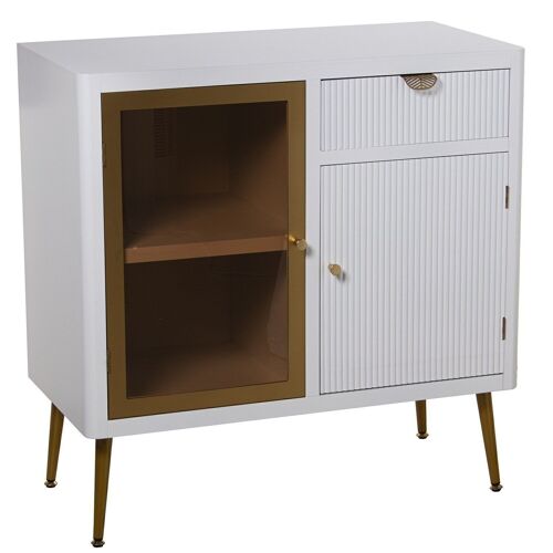 MUEBLE ENTRADA MADERA C/2 PUERTAS Y CAJÓN BLANCA/DORADA 80X40X81CM, ALT.PATAS:20,5CM LL68026