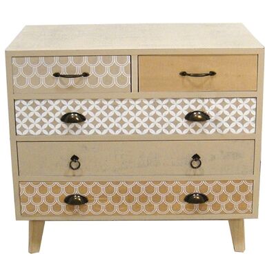 WOODEN CHEST OF DRAWERS WITH 5 DRAWERS, FIR+CONTRACH. +PINE LEGS _80X35X76CM LL68039