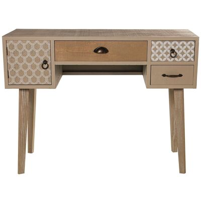 WOODEN ENTRANCE TABLE WITH 4 DRAWERS, FIR+CONTRACH. +PINE LEGS _105X40X78CM LL68041