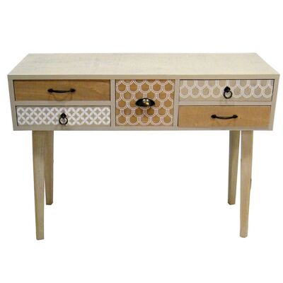 WOODEN ENTRANCE TABLE WITH 5 DRAWERS, FIR+CONTRACH.+ PINE LEGS _110X35X80CM LL68043