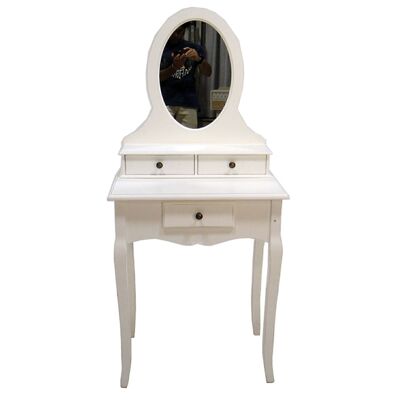 WOODEN DRESSING TABLE W/MIRROR+3 DRAWERS, MIRROR 56X17X60CM _60X40X136CM, HIGH.TABLE:75CM LL68045