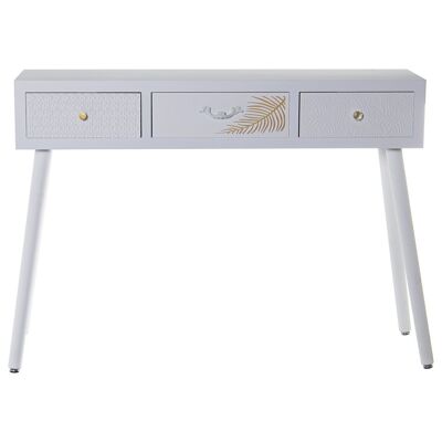 WOODEN ENTRANCE TABLE WITH 3 DRAWERS WHITE RELIVE+GOLD LEAF 107X30X78CM, FIR+DM LL68312