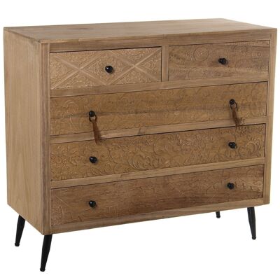 OFFERTA CASSETTIERA IN LEGNO CON 5 CASSETTI, PAULOWNIA+DM 89X39X81CM, ALTA.GAMBE:16CM LL68341