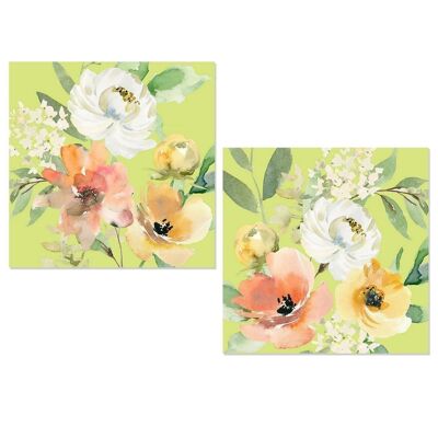 TABLEAU SUR TOILE 40X40CM FLEURS ASSORTIES _40X3X40CM LL69052