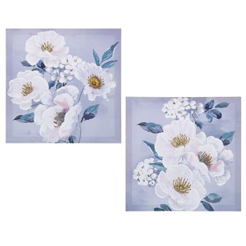 TABLEAU SUR TOILE 40X40CM FLEURS ASSORTIES _40X3X40CM LL69133