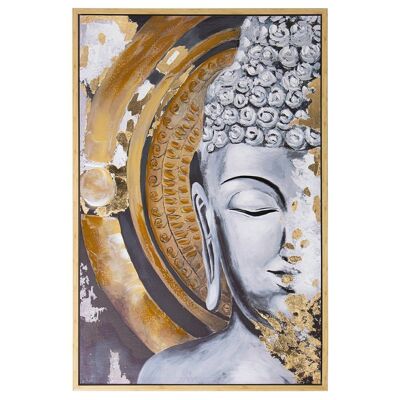 CANVAS PICTURE 80X120CM BUDDHA WITH NATURAL WOOD FRAME 80X4X120CM LL69137