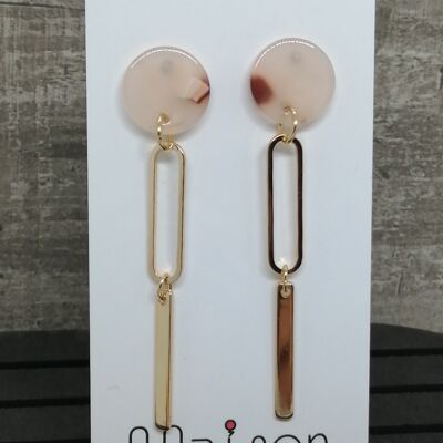 earrings - Resine 12 - oval - gold/pink