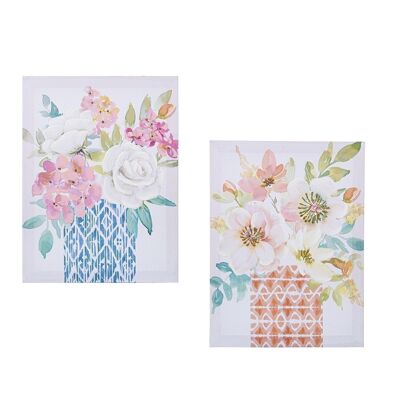 TABLEAU SUR TOILE 30X40CM FLEURS ASSORTIES _30X3X40CM LL69150