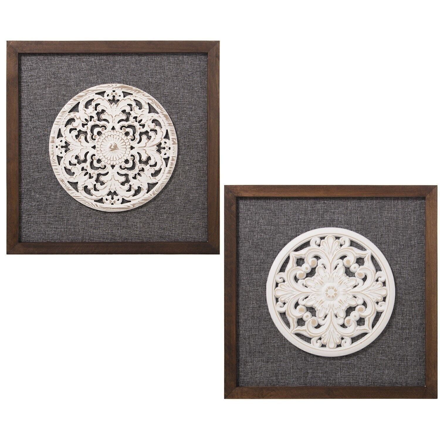 PALA APERTA IN LEGNO BIANCO CON CORNICE ASSORTITA 50X50X3CM, DM+ABETE+LINO LL70043