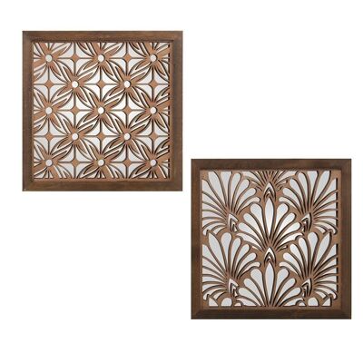 PALA A GIORNO CON SPECCHIO ASSORTITO CON CORNICE MARRONE 40X40X2CM, COMPENSATO+ABETE LL70057