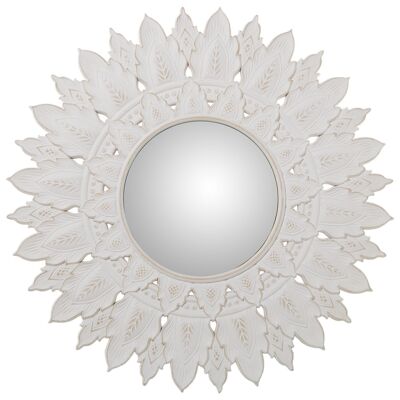 ROUND MIRROR ø70CM WHITE DECAPÉ OPEN WOOD, INT:ø28CM °70X2CM, INT:°28CM LL70072