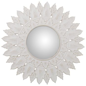 MIROIR ROND ø70CM BOIS OUVERT DÉCAPÉ BLANC, INT:ø28CM °70X2CM, INT:°28CM LL70072 1