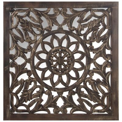 OPEN WOODEN ALTARPIECE W/MIRROR 90X90CM BROWN 90X2.5X90CM, WOOD: DM LL70109