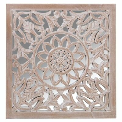 OPEN WOODEN ALTARPIECE WITH NATURAL MIRROR 90X90CM 90X2.5X90CM, WOOD: DM LL70111