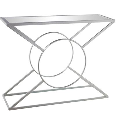 MESA ENTRADA METAL PLATEADO C/CRISTAL ESPEJO 100X32X78,5CM LL71715