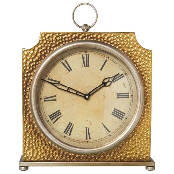 HORLOGE DE TABLE EN MÉTAL DORÉ/CHAMPAGNE, BATTERIE: 1XAA NON INCLUSE 31X9X33/40CM, CADRAN: °23CM LL71723