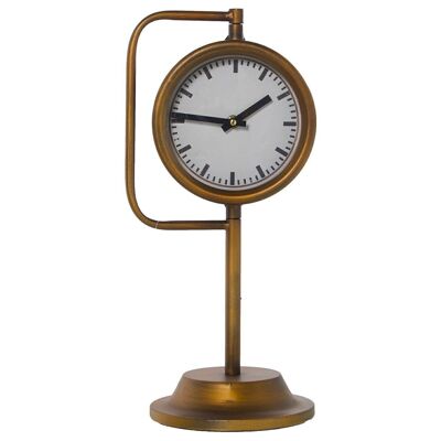 OLD GOLDEN METAL TABLE CLOCK, BATTERY: 1XAA NOT INCLUDED 19.5X17X42CM, CLOCK:°16X4.5CM LL71724