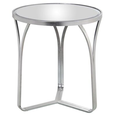 MESA AUXILIAR METAL PLATEADA YESPEJO °54X59CM, MAT: HIERRO LL71729