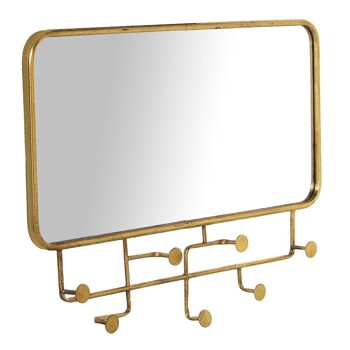 ÉTAGÈRE MURALE MÉTAL DORÉ AVEC MIROIR, 7 BOUTONS 80X6,5X61CM, MIROIR:77X38CM LL71752 1