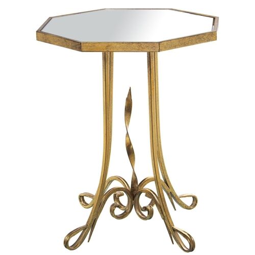 MESA AUXILIAR METAL DORADO Y ESPEJO °48X60CM LL71754