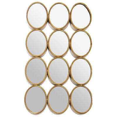 MIRROR 12 OVALS GOLD METAL 40X5X71CM, INT:12X16CM LL71758