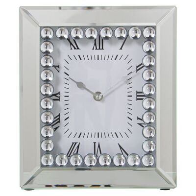 RELOJ SOBREMESA ESPEJO C/BRILLANTES, PILA: 1XAA NO INCLUIDA 22X6X26CM, ESFERA:16X20CM LL71764