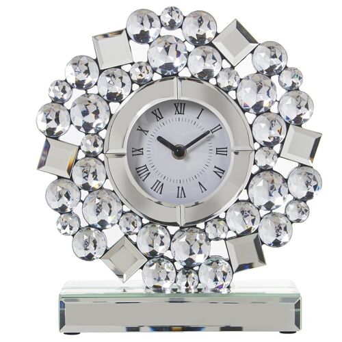 RELOJ SOBREMESA ESPEJO C/BRILLANTES, PILA: 1XAA NO INCLUIDA 25X8X28CM, ESFERA: °9CM LL71765