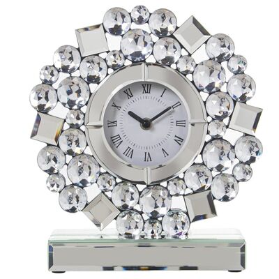 MIRROR TABLE CLOCK WITH DIAMONDS, BATTERY: 1XAA NOT INCLUDED 25X8X28CM, DIAL: °9CM LL71765