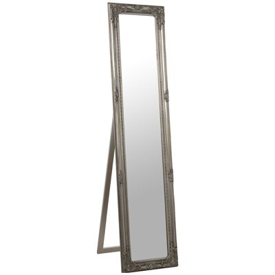 MIROIR SUR PIED ARGENT EN BOIS D'EUCALYPTUS 40X3X170CM, INT:26.2X156.5CM LL72490