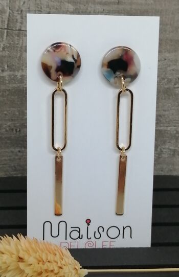 boucles d'oreilles - Resine 13 - ovale - or/multicolore 1