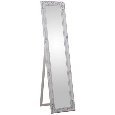 WHITE STANDING MIRROR DECAPE EUCALYPTUS WOOD 40X3X170CM, INT:26.2X156.5CM LL72503