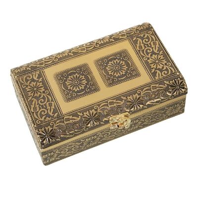 BOITE A BIJOUX MÉTAL DORÉ 20X13X6CM LL76104