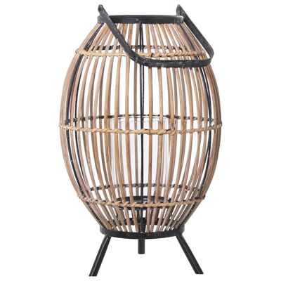 WICKER CANDLE HOLDER LANTERN WITH METAL ASSEMBLY 28X28X43CM LL76179