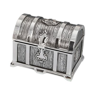 LACQUERED SILVER METAL JEWELRY BOX _11X8X7 CM LL76422