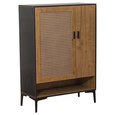 SHOE CABINET WITH 2 DM WOOD DOORS, BLACK METAL LEGS 80X36X115CM, HIGH. LEGS:15CM LL80001