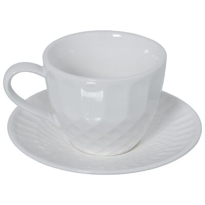 SET 6 TAZAS TÉ C/PLATO PORCELANA C/CAJA REGALO _TAZA:10,5X8,2X6,5CM 200CC LL80547