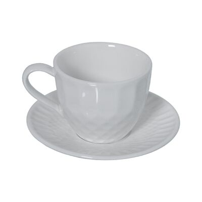 SET 6 TAZAS CAFÉ C/PLATO PORCELANA BLANCA C/CAJA REGALO _TAZA:9X6,5X5CM 90CC LL80548