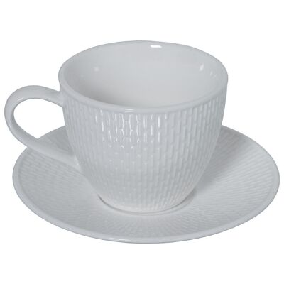 LOT DE 6 TASSES À THÉ AVEC ASSIETTE EN PORCELAINE AVEC BOÎTE CADEAU _MUG:10.5X8X6.5CM 200CC LL80553